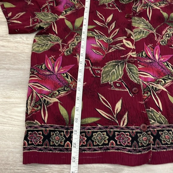 JM Collection Womens Colorful Button Down Short Sleeved Blouse with Color Size 6 - Picture 8 of 11